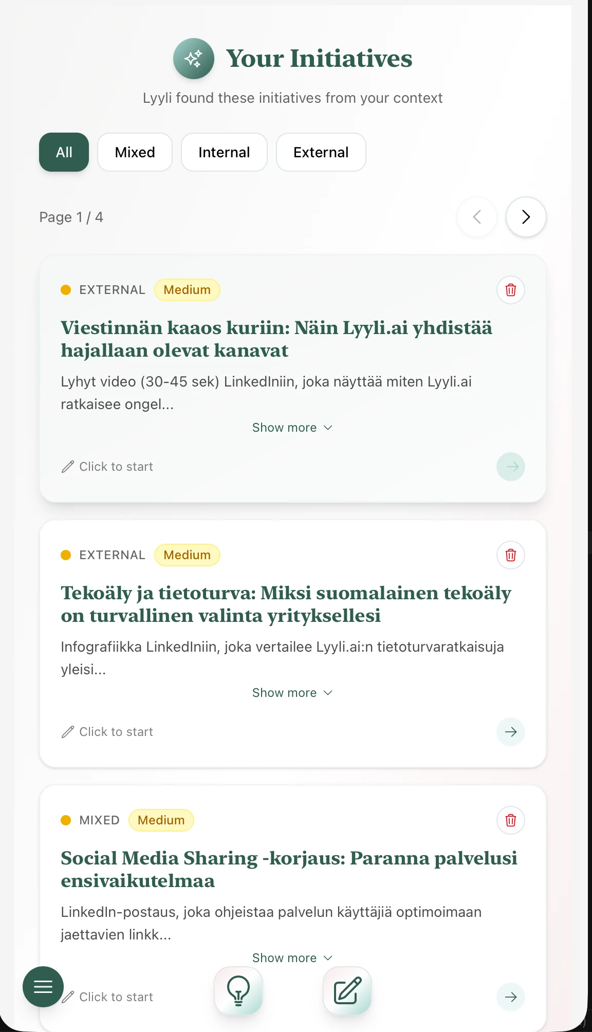 Lyyli mobile interface for on-the-go communication
