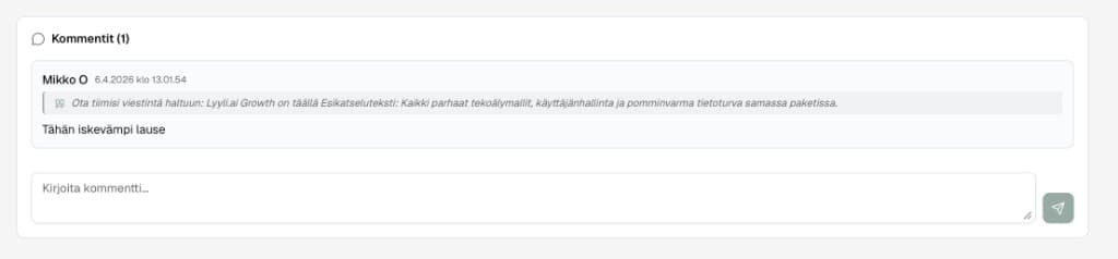 Sisällön review ja kommentointi Lyylissä