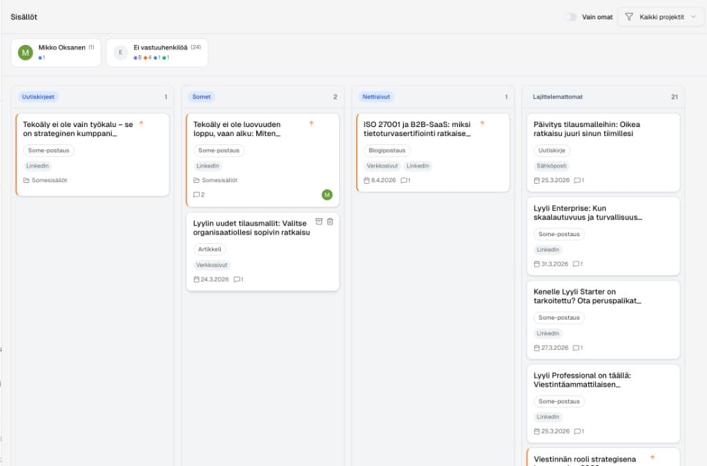 Change communication workflow on the content board